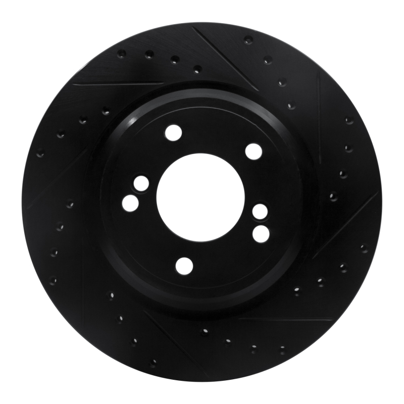 BMW M3 Brake Rotor (1) - Rear Right - R1 Concepts - Drilled & Slotted - Black - `00-`06